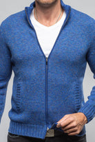 Giuseppe Full Zip Cashmere Sweater In Blue - AXEL'S