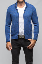 Giuseppe Full Zip Cashmere Sweater In Blue - AXEL'S