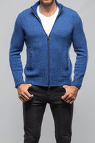 Giuseppe Full Zip Cashmere Sweater In Blue - AXEL'S
