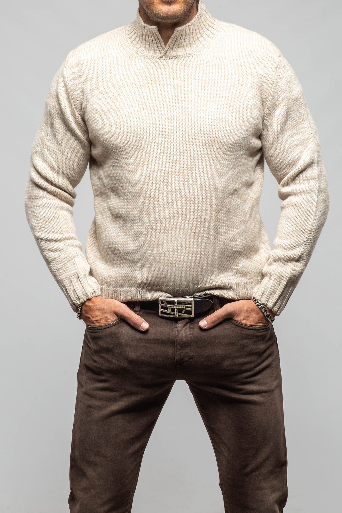 Settefili Cashmere Hawn Cashmere Sweater In Beige Mens - Sweaters