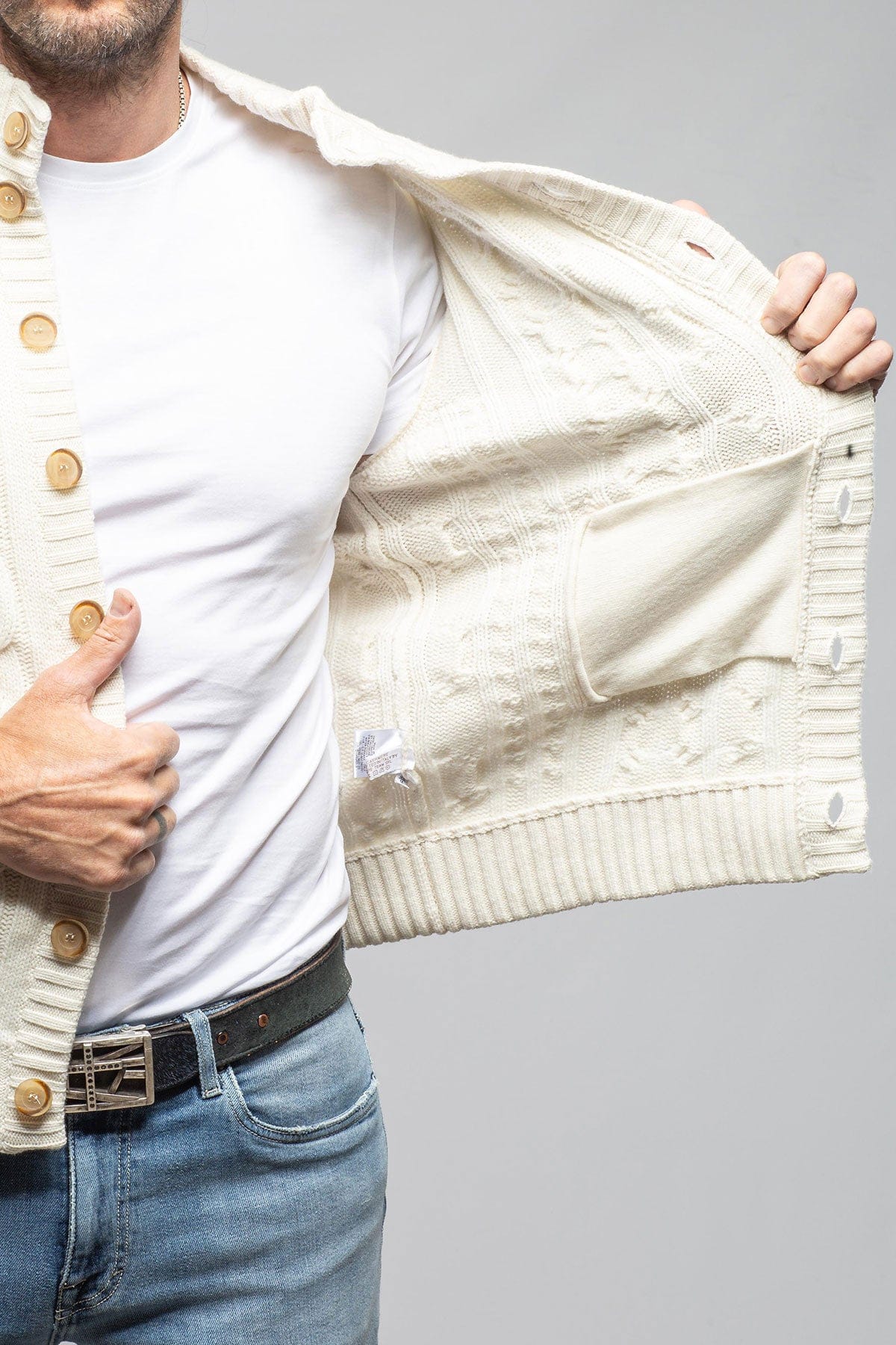 Settefili Cashmere Smythe Cashmere Cardigan In Cream Mens - Sweaters