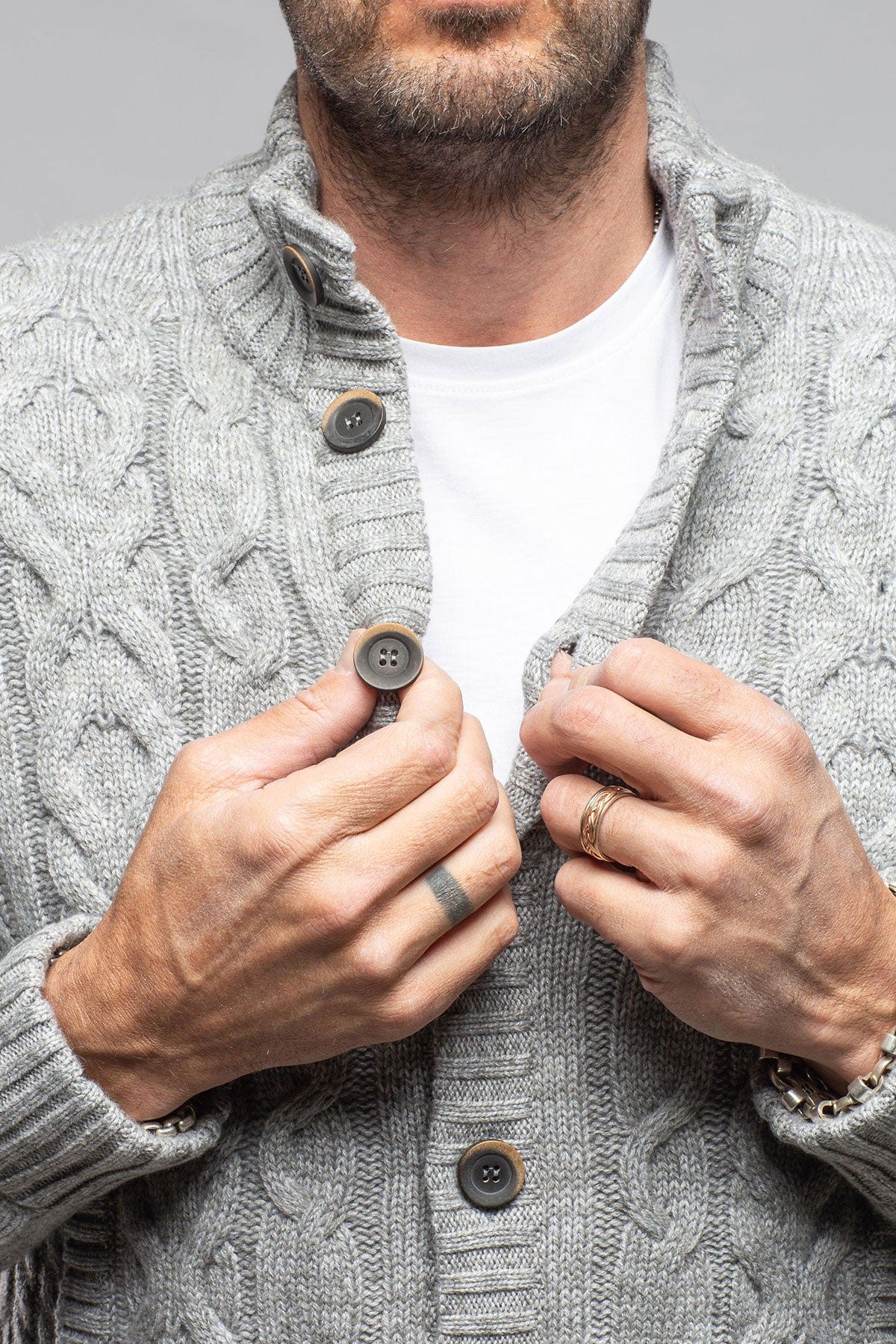 Settefili Cashmere Smythe Cashmere Cardigan In Grey Mens - Sweaters