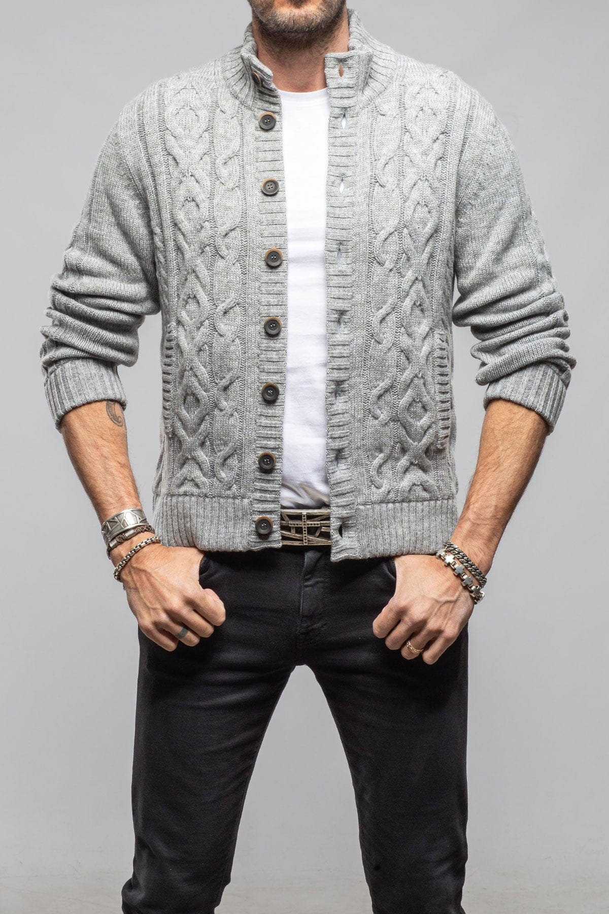 Settefili Cashmere Smythe Cashmere Cardigan In Grey Mens - Sweaters
