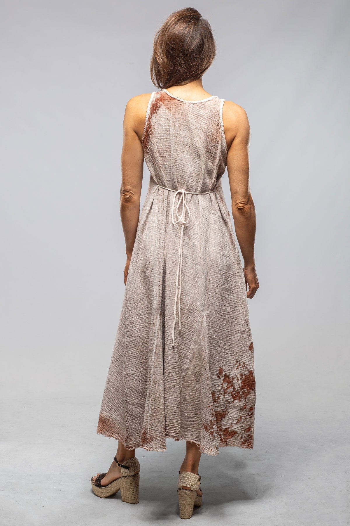 Cora Dress With Painted Detail In Clay - AXEL'S