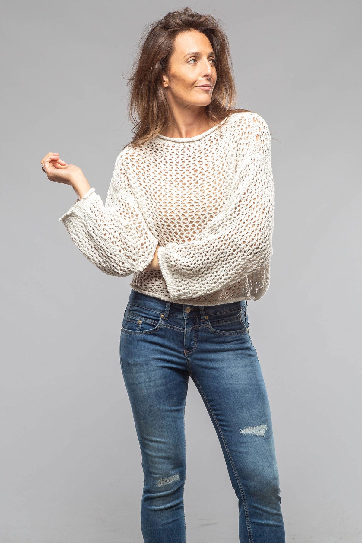 Kate Crochet Knit Sweater In Natural - AXEL'S