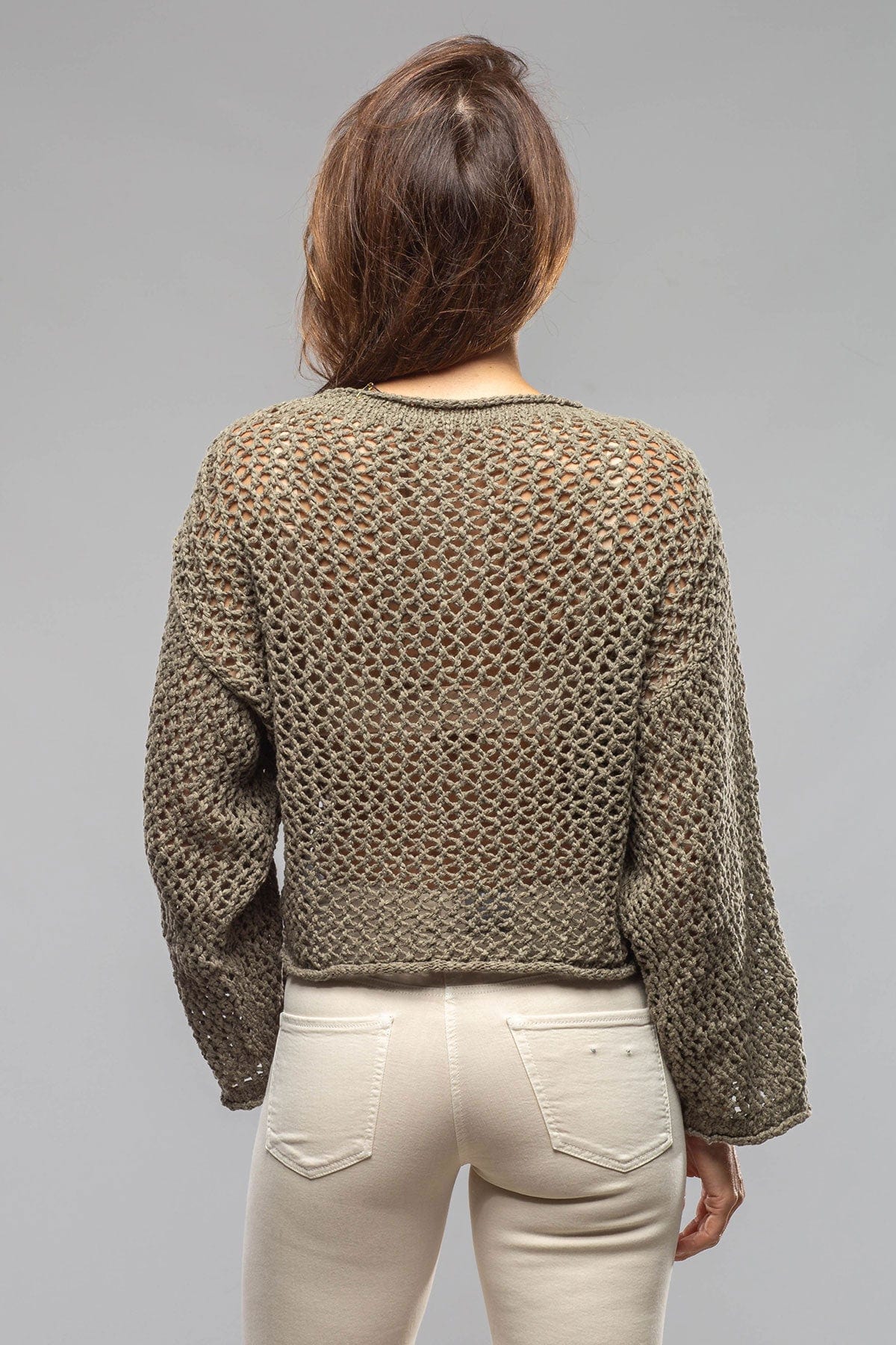 Kate Crochet Knit Sweater In Sage - AXEL'S