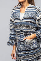 Masi Long Knit Cardigan In Denim - AXEL'S