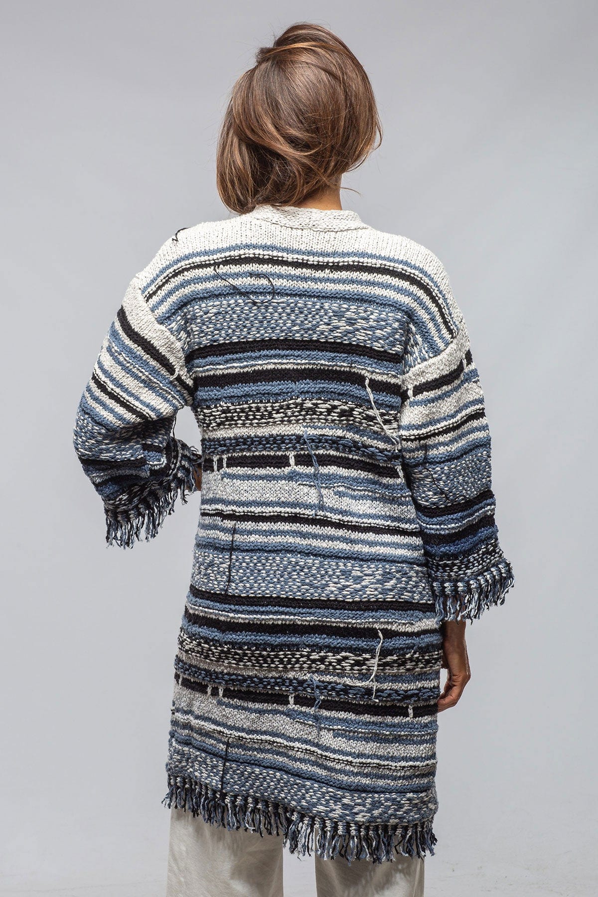 Masi Long Knit Cardigan In Denim - AXEL'S
