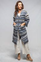 Masi Long Knit Cardigan In Denim - AXEL'S