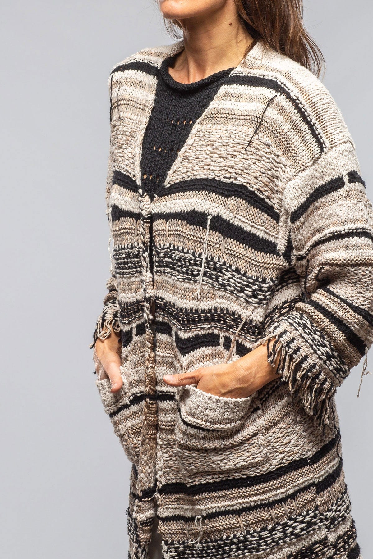 Masi Long Knit Cardigan In Desert Brown - AXEL'S
