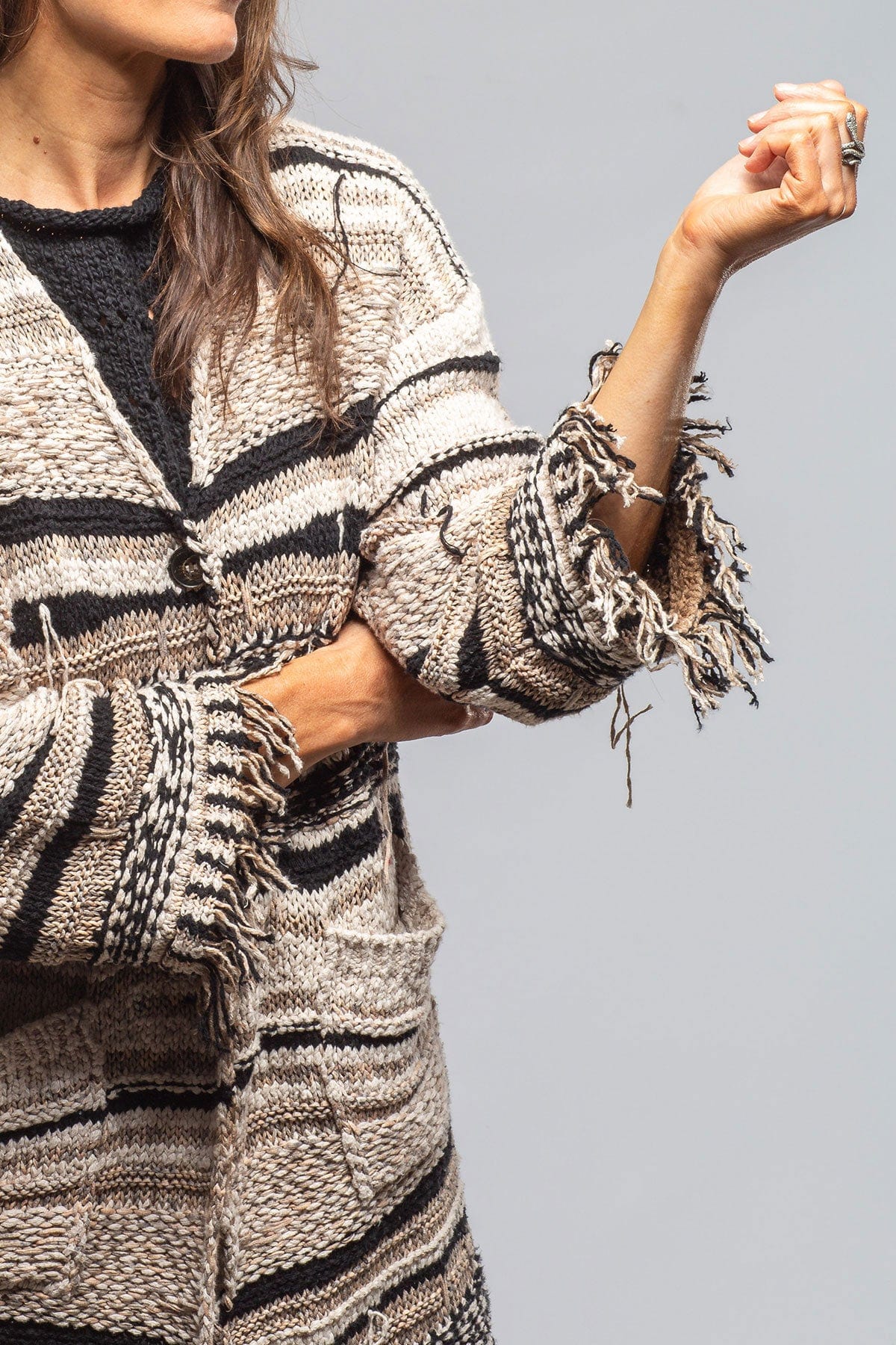 Masi Long Knit Cardigan In Desert Brown - AXEL'S