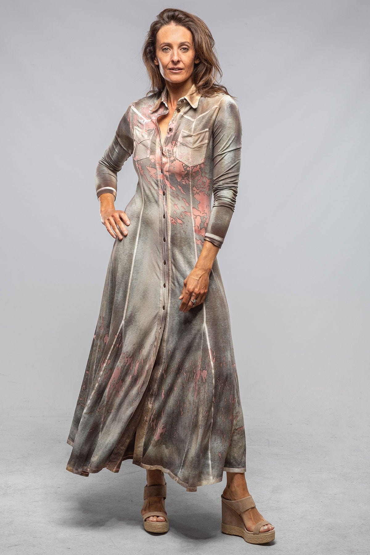 Tori Long Sleeve Duster/Dress In Cocoa - AXEL'S