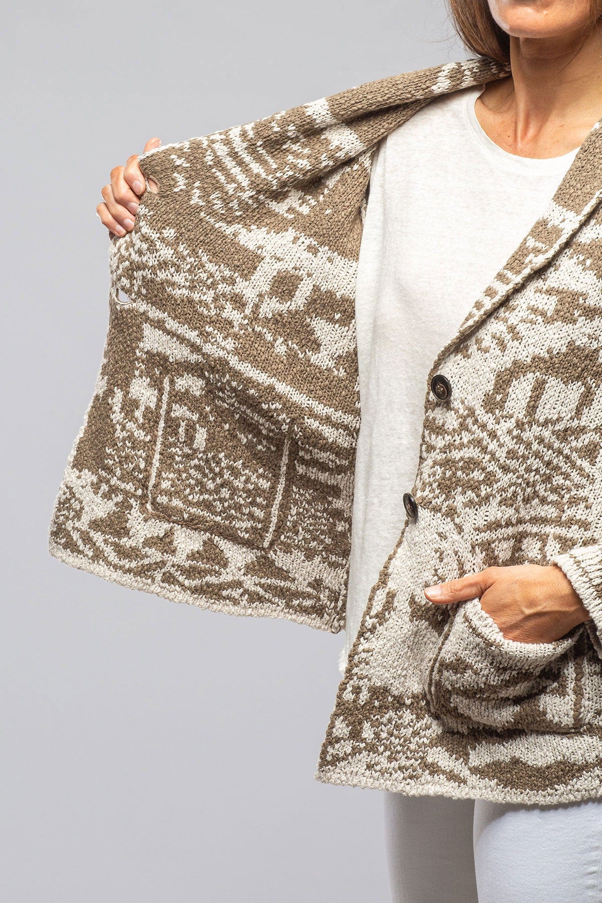 Wheatgrass Cardigan In Sage & Natural - AXEL'S