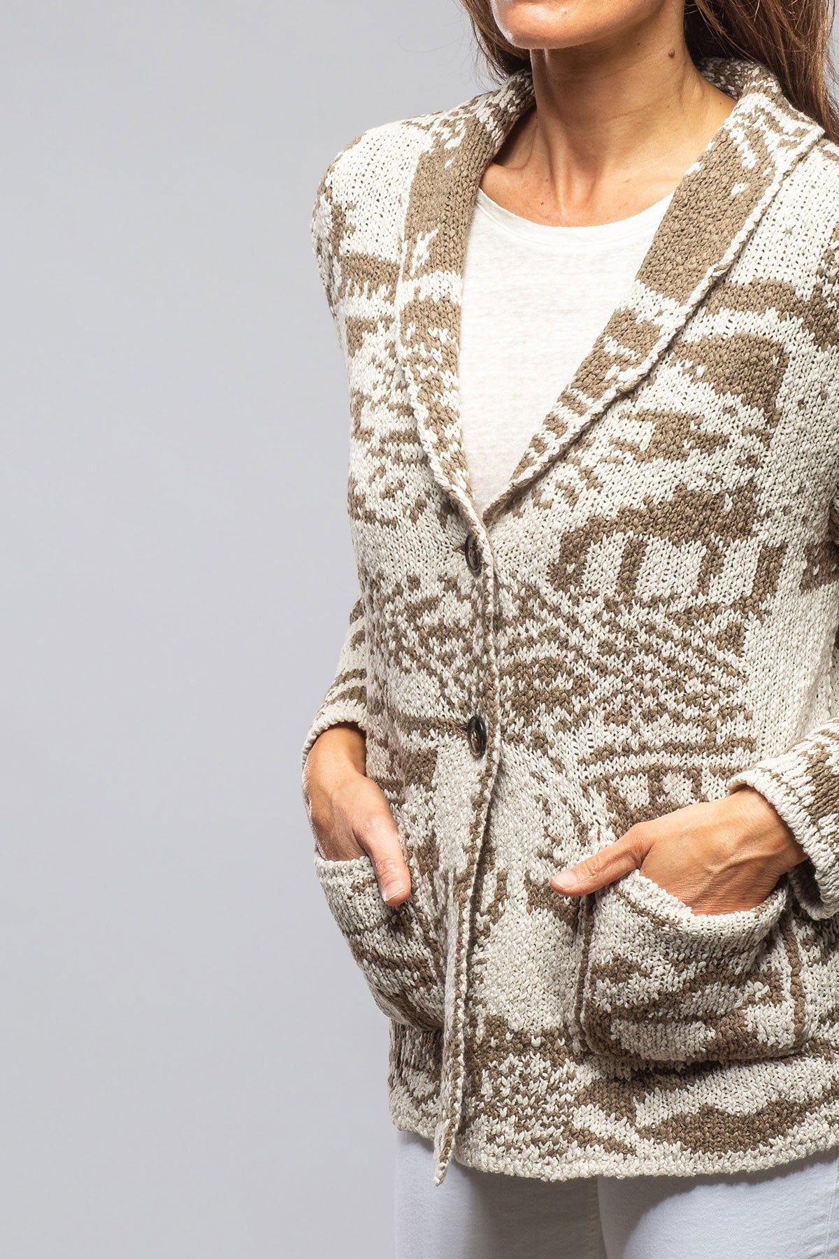 Wheatgrass Cardigan In Sage & Natural - AXEL'S