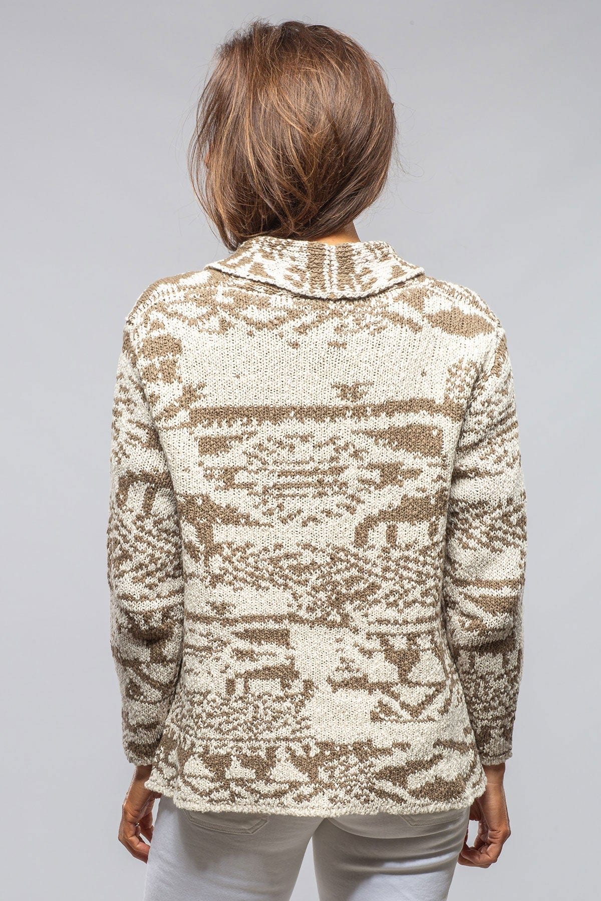 Wheatgrass Cardigan In Sage & Natural - AXEL'S