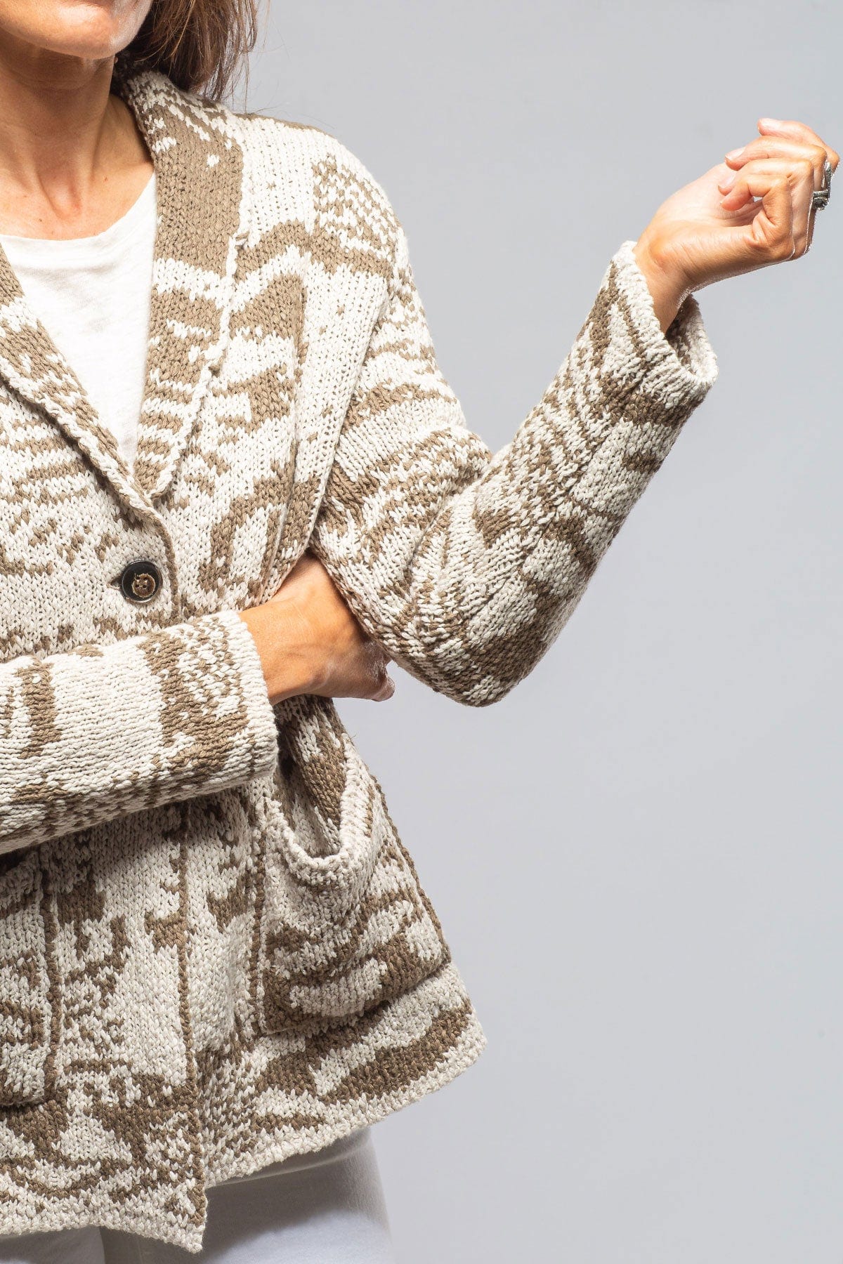 Wheatgrass Cardigan In Sage & Natural - AXEL'S