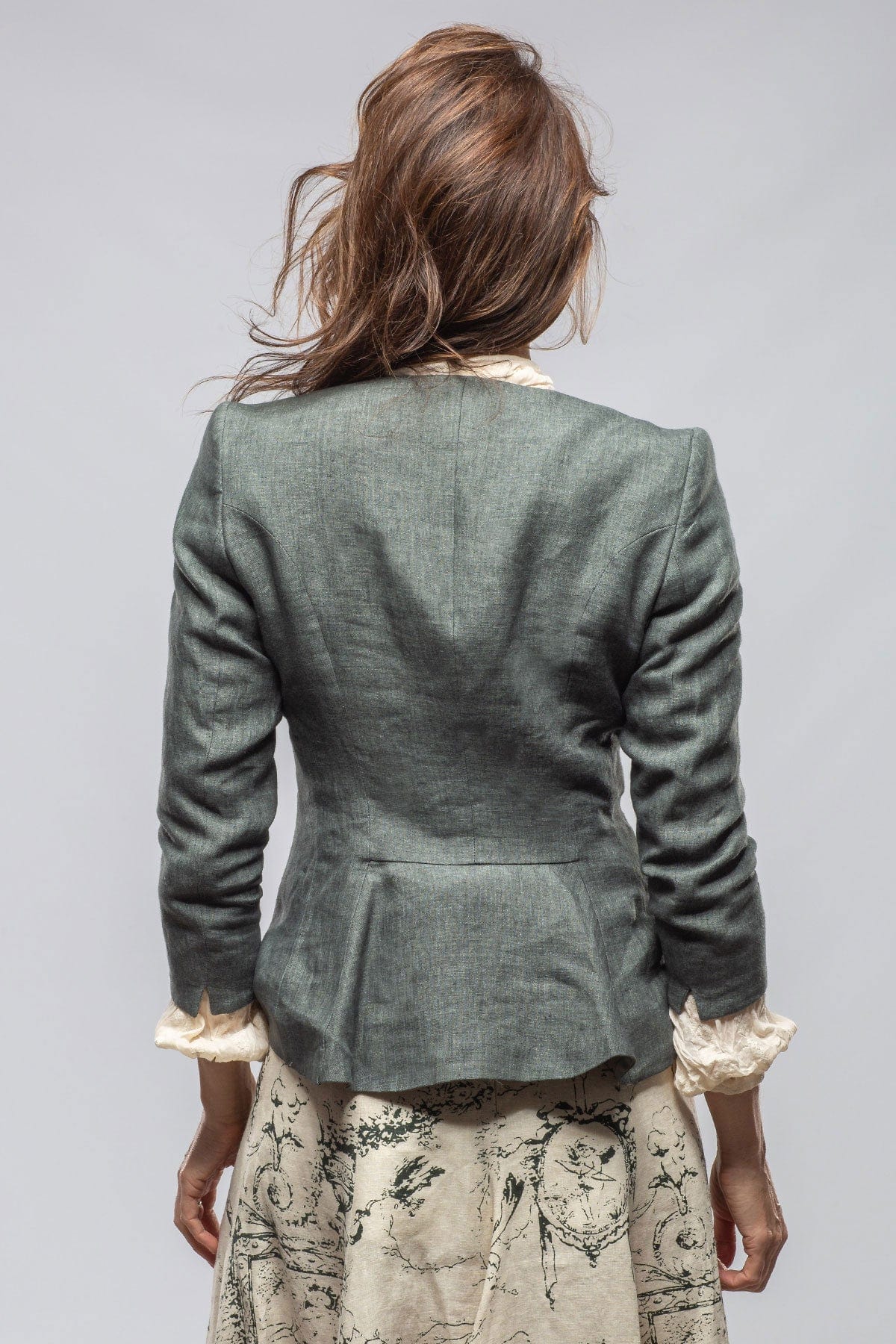 Annalisa Linen Jacket In Dark Teal - AXEL'S