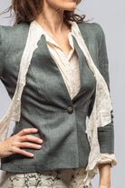 Annalisa Linen Jacket In Dark Teal - AXEL'S
