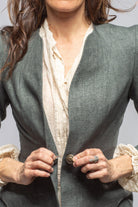 Annalisa Linen Jacket In Dark Teal - AXEL'S