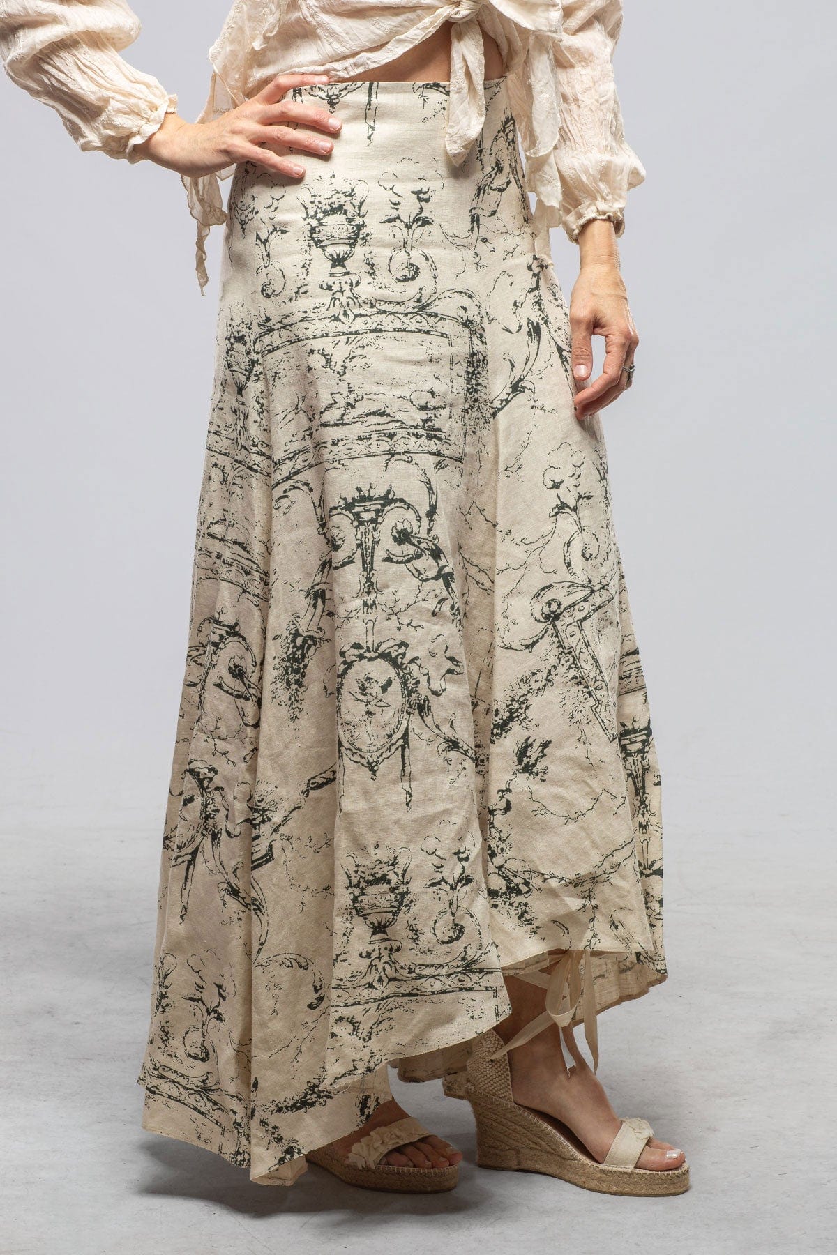 Bolero Linen Skirt In Toscana Print - AXEL'S