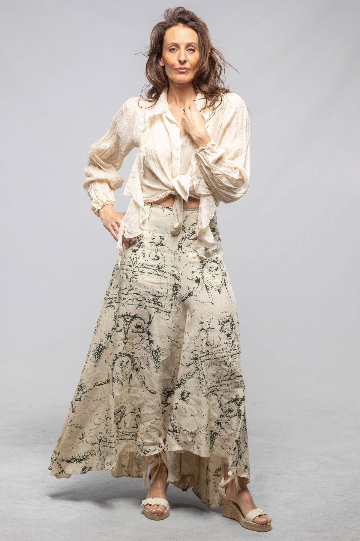 Bolero Linen Skirt In Toscana Print - AXEL'S