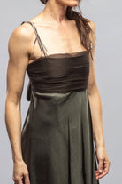 Calisa Dress With Ruched Chiffon Top In Hunter Green - AXEL'S