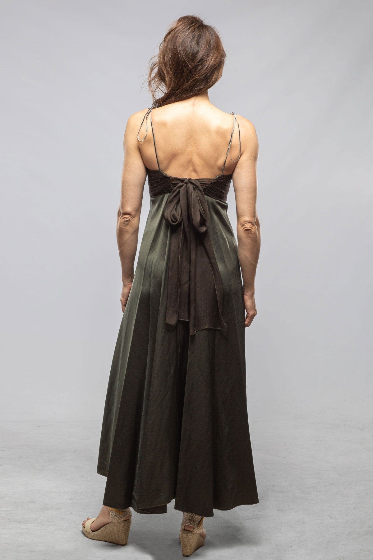 Calisa Dress With Ruched Chiffon Top In Hunter Green - AXEL'S
