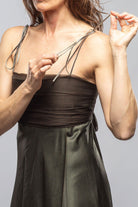 Calisa Dress With Ruched Chiffon Top In Hunter Green - AXEL'S
