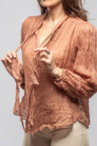 Caterina Linen Blouse In Dusty Rose - AXEL'S