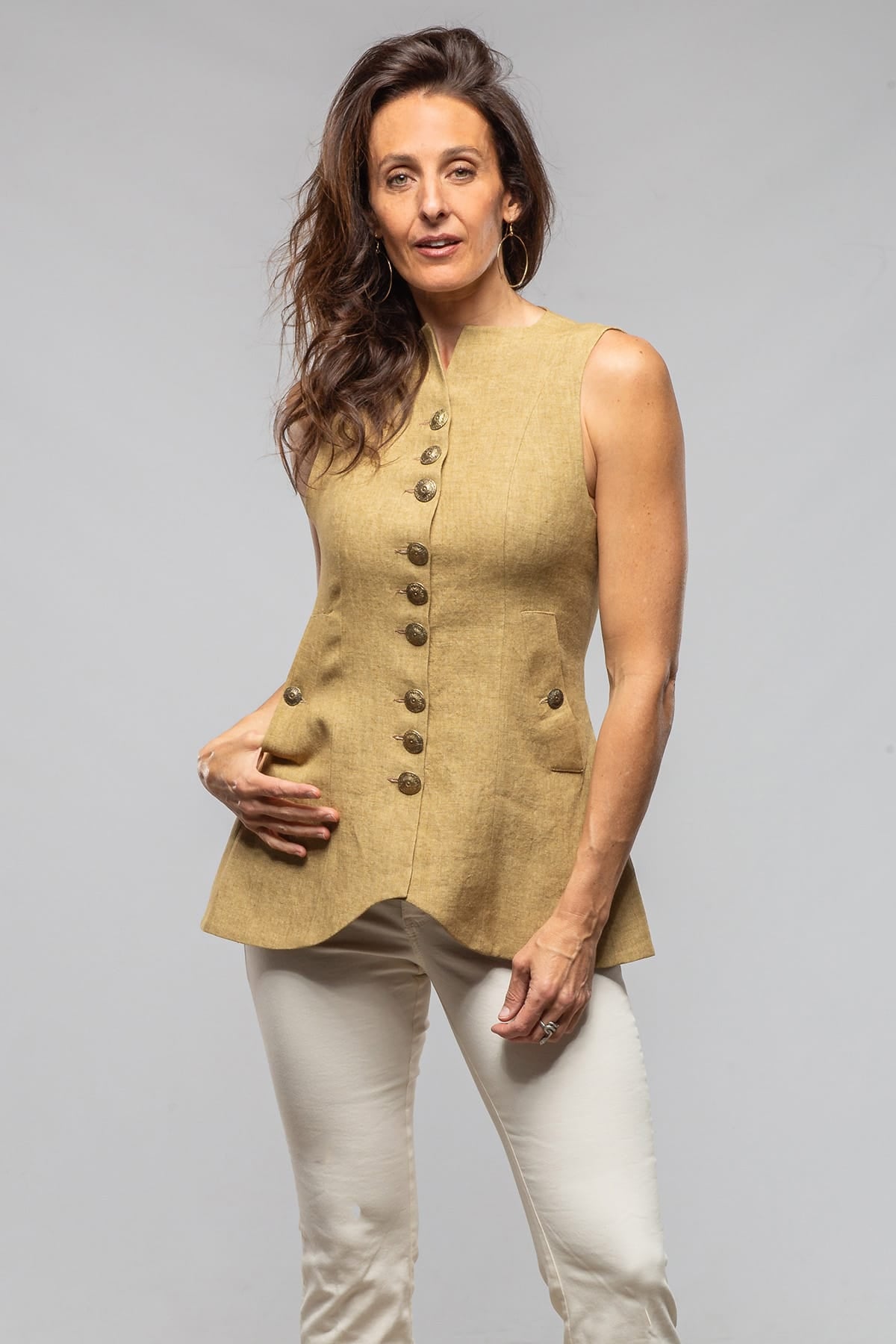Cipriani Linen Vest In Sand - AXEL'S