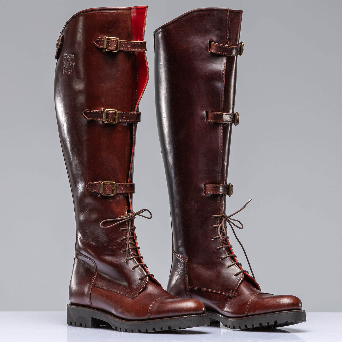 Equestrian Strap Boots In Oiled Brown Leather - AXEL'S