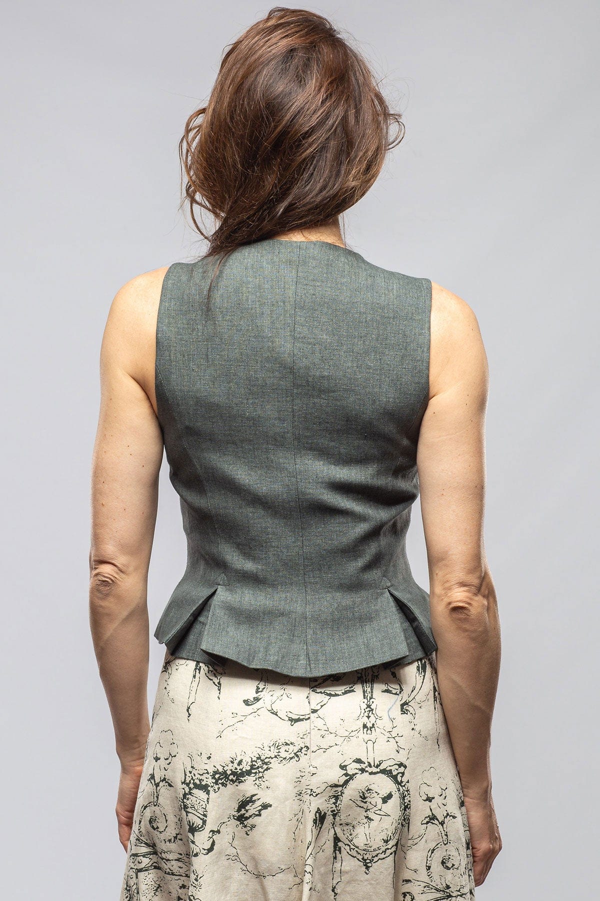 Georgina Linen Vest In Dark Teal - AXEL'S