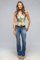 Georgina Linen Vest In Sage - AXEL'S