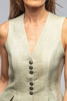 Georgina Linen Vest In Sage - AXEL'S