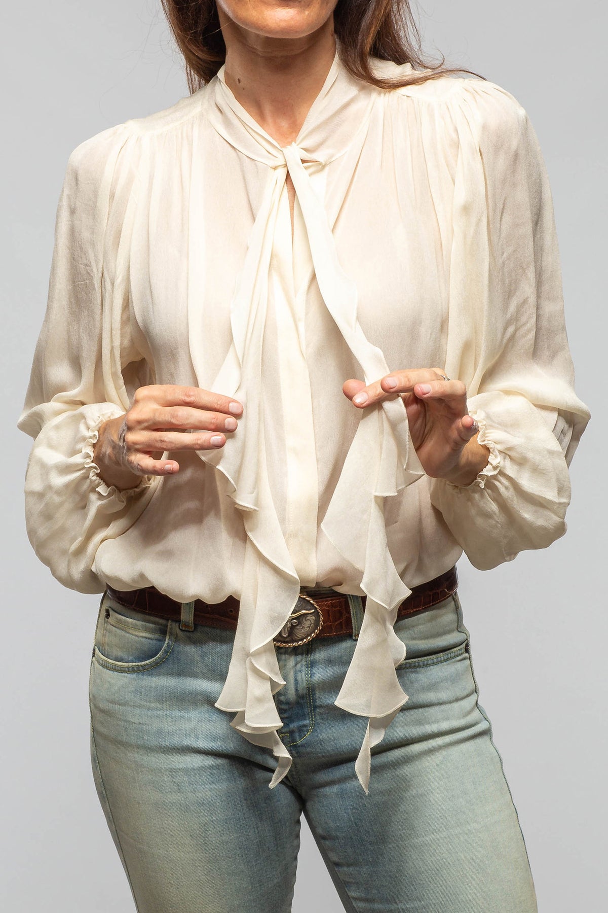 T.ba Iona Tie Neck Blouse In Natural Ladies - Blouses