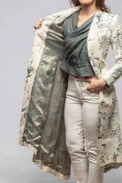Majorca Long Linen Coat In Beige Toscana Print - AXEL'S