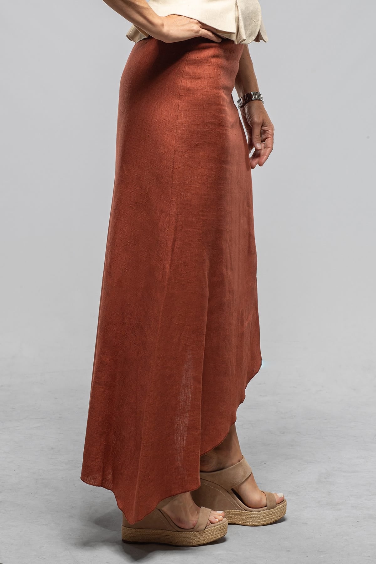 T.ba Minorca Diagonal Hem Linen Skirt In Brick | Ladies - Skirts