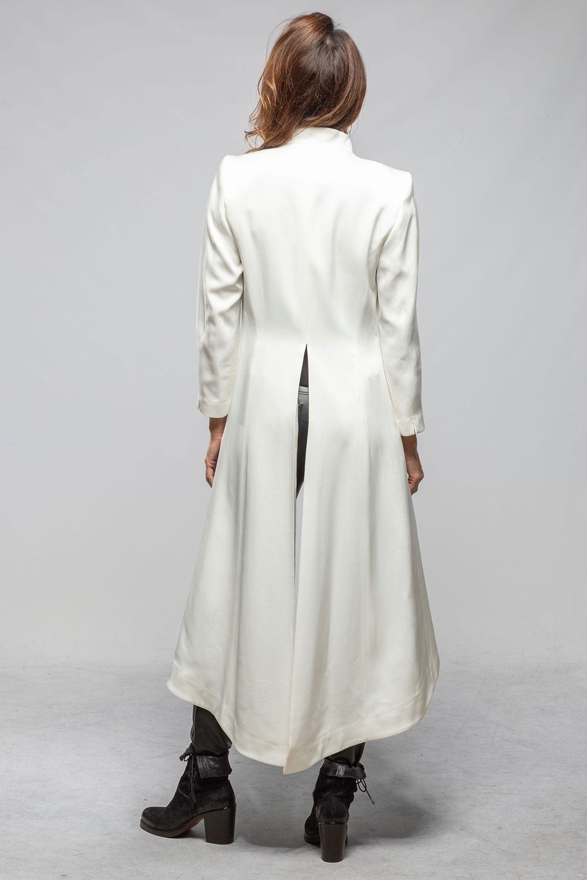 Morgana Long Coat In White Sharkskin - AXEL'S