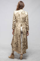 Morgana Long Sharkskin Coat In Beige Toscana Print - AXEL'S