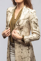 Morgana Long Sharkskin Coat In Beige Toscana Print - AXEL'S