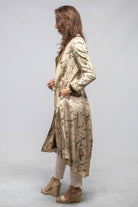 Morgana Long Sharkskin Coat In Beige Toscana Print - AXEL'S