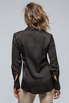 Rania Sharkskin Blouse In Black - AXEL'S