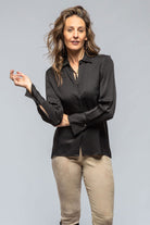Rania Sharkskin Blouse In Black - AXEL'S