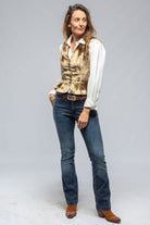 Tavira Velvet Front Vest In Khaki - AXEL'S