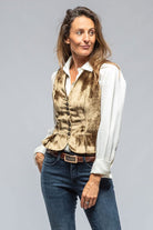 Tavira Velvet Front Vest In Khaki - AXEL'S