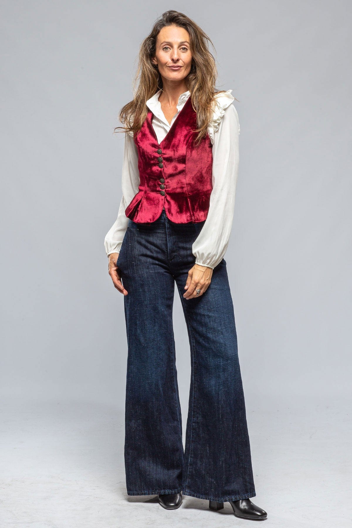 Tavira Velvet Front Vest In Wine - AXEL'S