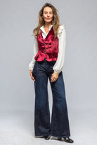 Tavira Velvet Front Vest In Wine - AXEL'S