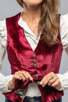 Tavira Velvet Front Vest In Wine - AXEL'S