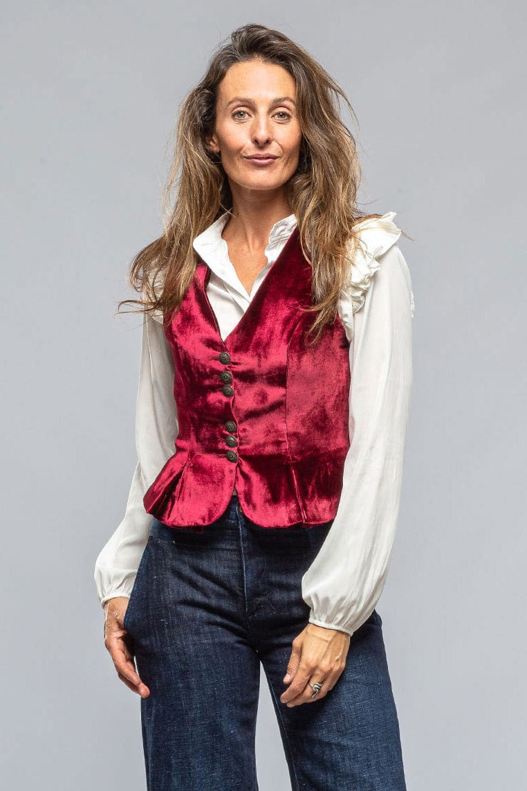 Tavira Velvet Front Vest In Wine - AXEL'S