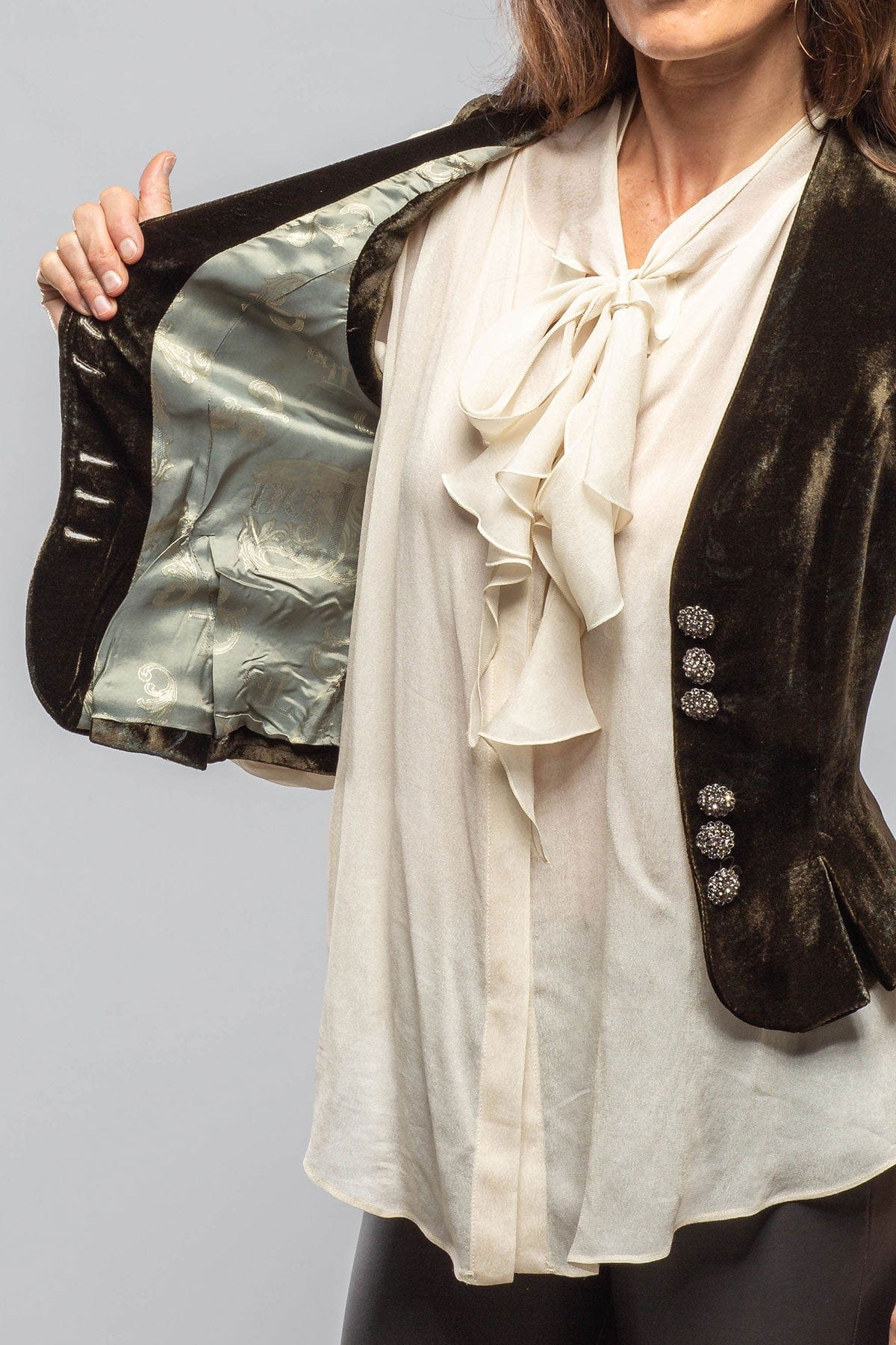 T.ba Tavira Velvet Vest In Moss Ladies - Tailored - Vests